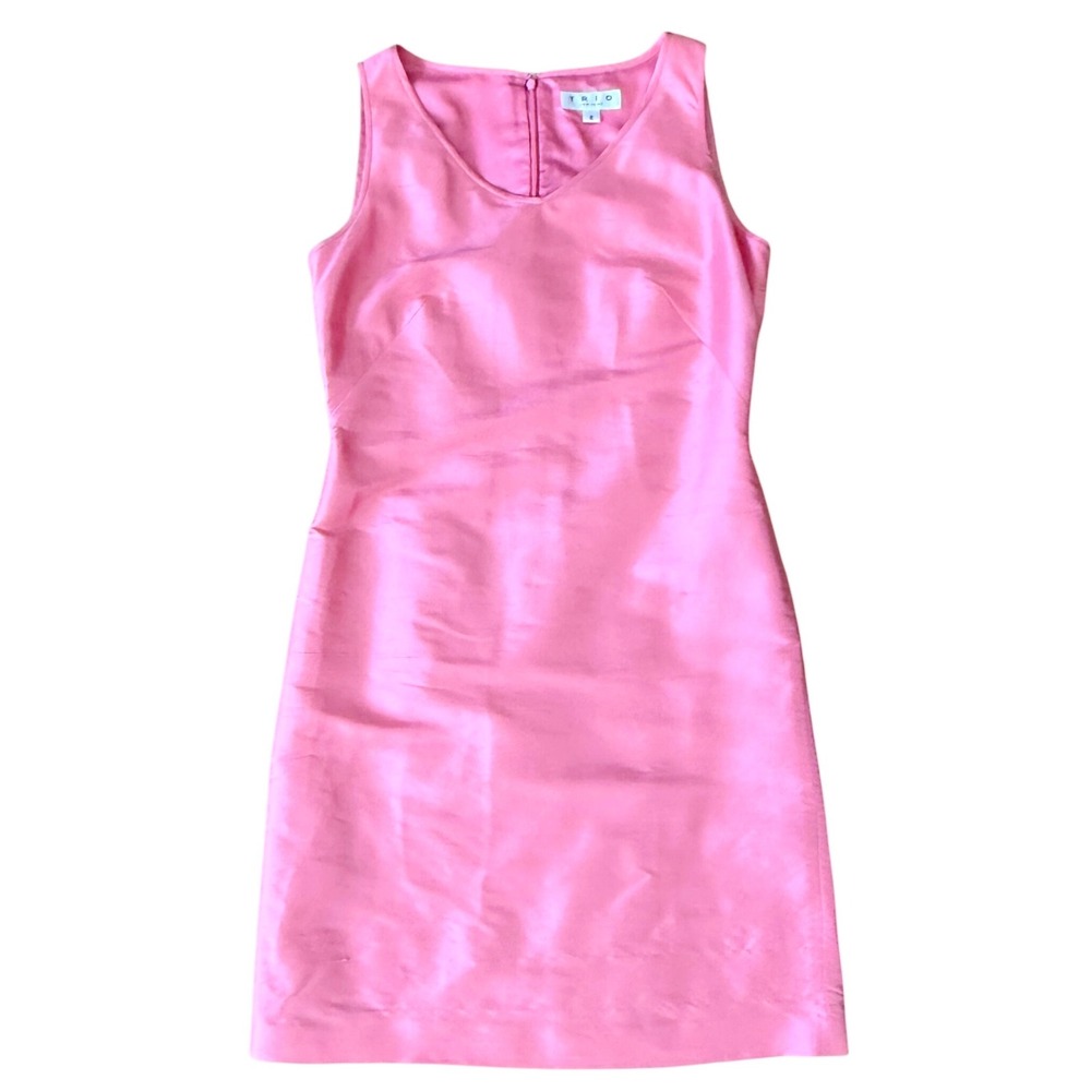 TRIO New York Dress Womens Size 8 Pink Sleeveless V Neck Silk Formal Party